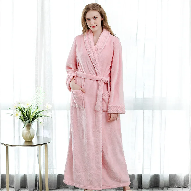 Women-Men-Extra-Long-Warm-Dobby-Coral-Fleece-Bathrobe-Winter-Thick-Flannel-Thermal-Bath-Robe-Kimono(8)