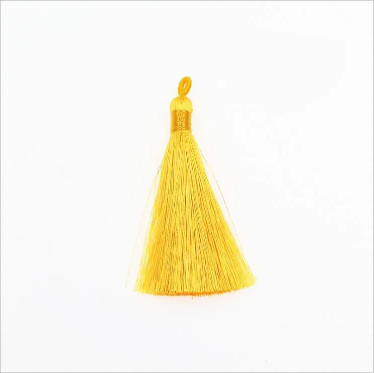 2pcs 8cm Silk Tassel Fringe Straps Pendant Brush DIY Craft Tassels Trim For Curtains Jewelry Making Wedding Home Decor Accessory - Цвет: Gold Color