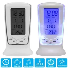 LED Digital LCD Alarm Clock Calendar Thermometer With Blue Backlight Desk Clock Multifunction Digital Clock Home Decoration new abs multi functions digital desk pen pencil holder display lcd alarm clock thermometer