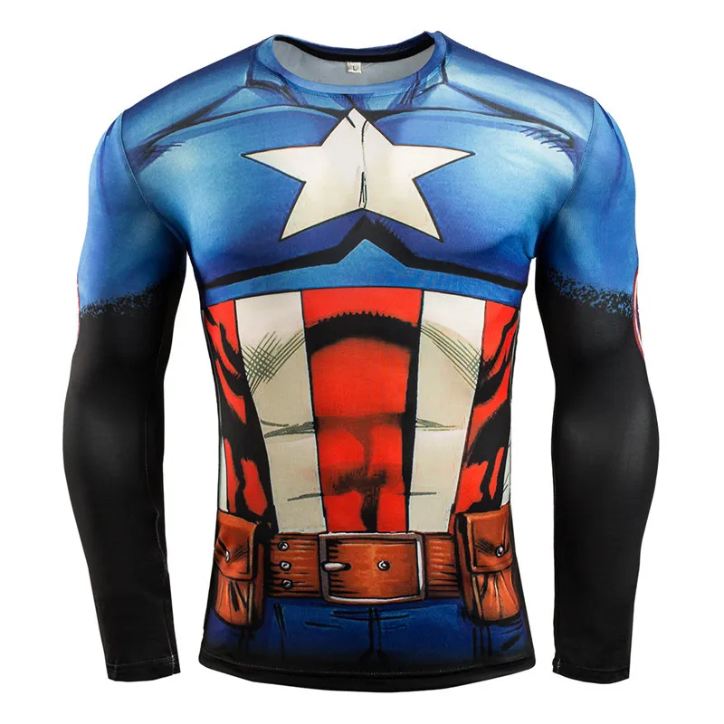 

New cycling jerseys 2020 Captain America T-shirt men long sleeve 3d tights t shirts avengers compression fitness summer t-shirt