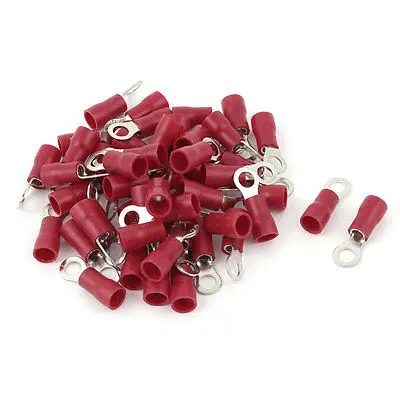 

50 Pcs 5.5-5S Insulated Wire Connector Ring Crimp Terminal Red 12-10AWG
