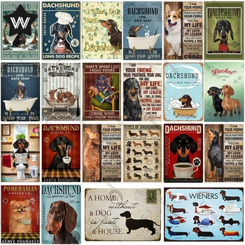 Types of Dachshund Metal Tin Sign Vintage Style Metal Wall Stickers Tin Plaque Retro Metal Poster Metal Plate for Man Cave Decor 1