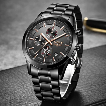 

LIGE Watch Men Top Brand Luxury Chronograph Male Sport Watch Quartz Clock Stainless Steel Waterproof Men Watch Relogio Masculino