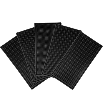 

Rubber Bar Service Mat - Black Drink Coasters - Heavy Duty Leak Proof & Non Slip Table Top Protection for Bar Kitchen Restaurant