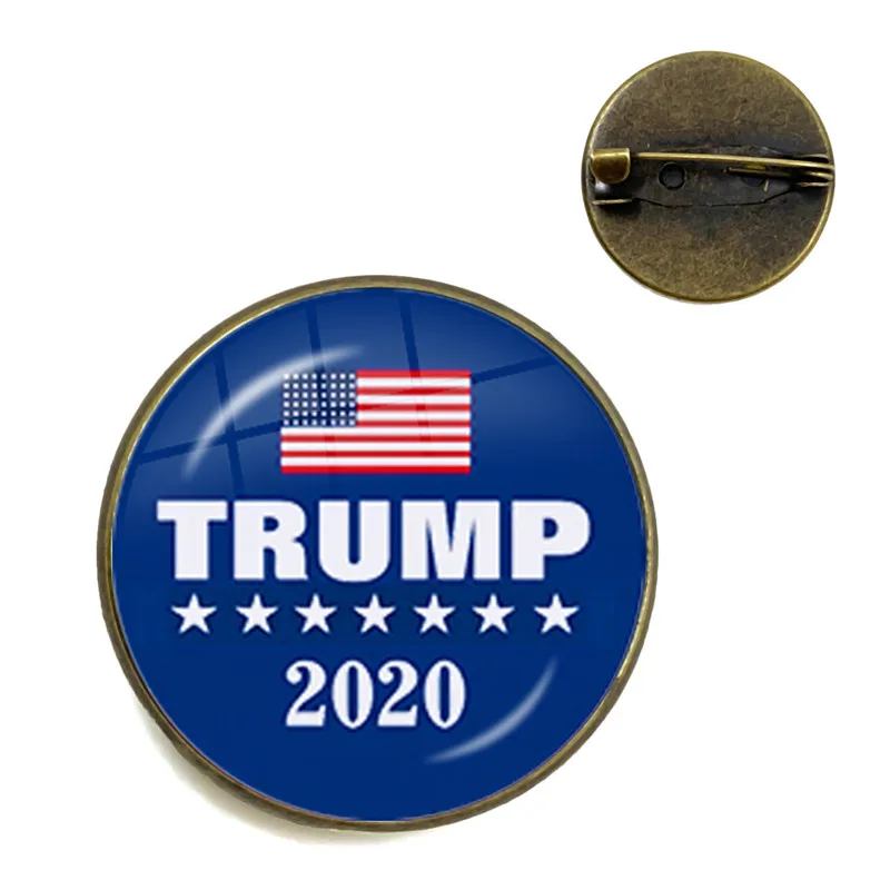 Коллекция 2020 США Трамп Броши из стекла с кабошоном Keep America Great античная бронза