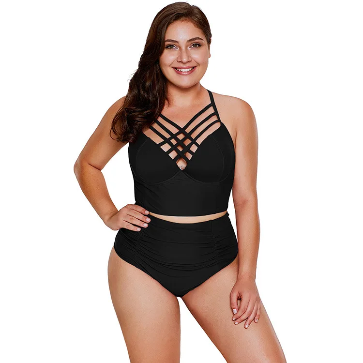 

Hot Selling Summer Bikini Triangular Split Type Swimming Suit Europe And America High-waisted Large Size WOMEN'S Swimsuit 410334