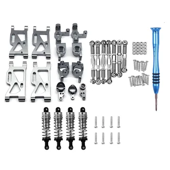 

For WLtoys 1:14 144001 RC Car Upgrade Parts Metal Steering Swing Arm Base C Rear Hub Seat Pull Rod Shock Absorber,Grey