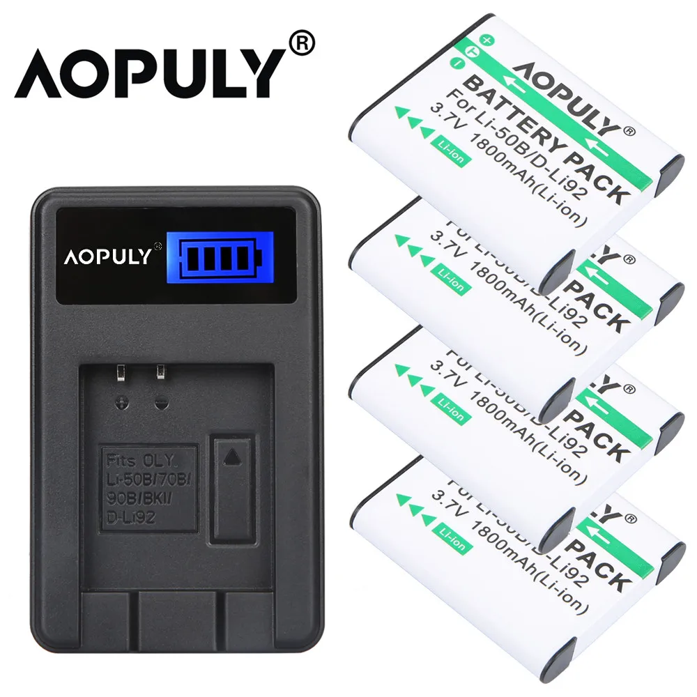 AOPULY 1800 мА/ч Li 50B D LI92 литий ионный камеры Батарея для цифровой Olympus LI ion аккумулятор
