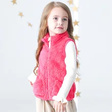 [] осенне-зимний стильный плюшевый жилет в Корейском стиле для мальчиков и девочек толстый теплый детский жилет ярких цветов