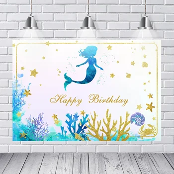 

The little mermaid seaweed stars photography background kids birthday party custom vinyl photo backdrop