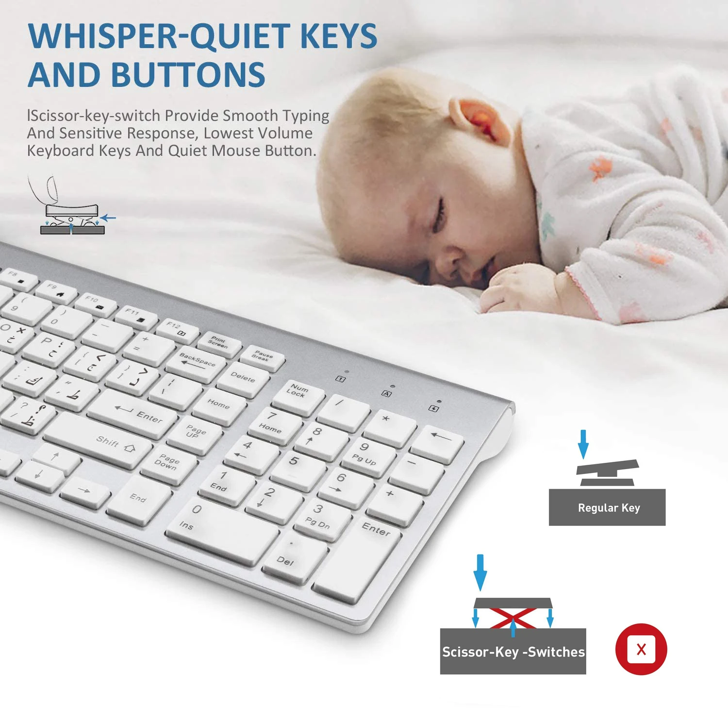 Teclado inalámbrico delgado con caracter de ingenio árabe, combo