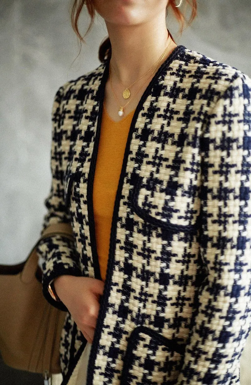 winner Новая женская твидовая клетчатая куртка пальто женское повседневное пальто для дам одежда ddxgz3 10,05