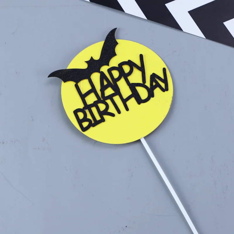 3pcs Cartoon Bat Happy Birthday Cupcake Topper Super Hero Birthday Cake Topper For Kids Party Cake Decorations Supplies