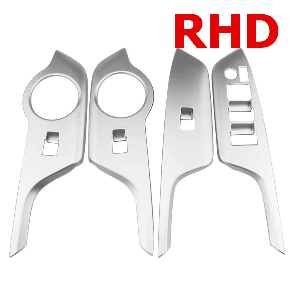 RHD Silver Xburstcar 4 шт. Автомобильная Внутренняя крышка внутренней дверной ручки Кнопка Подъема Окна Накладка Наклейка для Toyota C-HR CHR C HR LHD RHD - Название цвета: RHD Silver