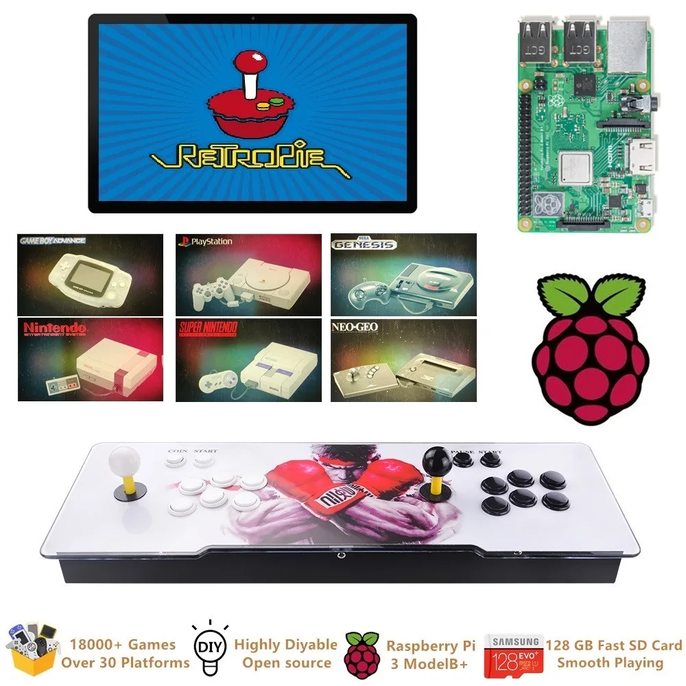 Raspberry Pi 3 Model B+(B Plus) аркадная игровая консоль Retropie аркадный Шкаф DIY 18000+ Ретро аркадные игры мульти платформы