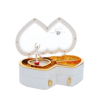 

Double Heart Rotating Ballet Music Box To Send Girlfriend Birthday Gift Music Box Jewelry Storage Box Gift Box Christmas Gift