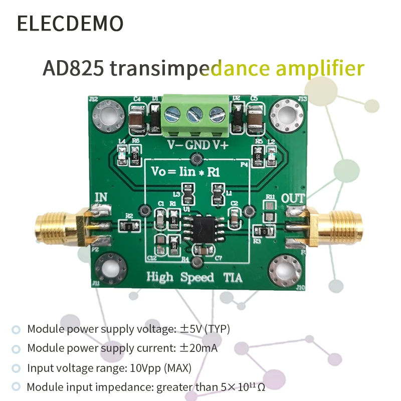 

AD825 transimpedance TIA amplifier module IV conversion/APD\PIN high-speed photoelectric detection photocurrent to voltage