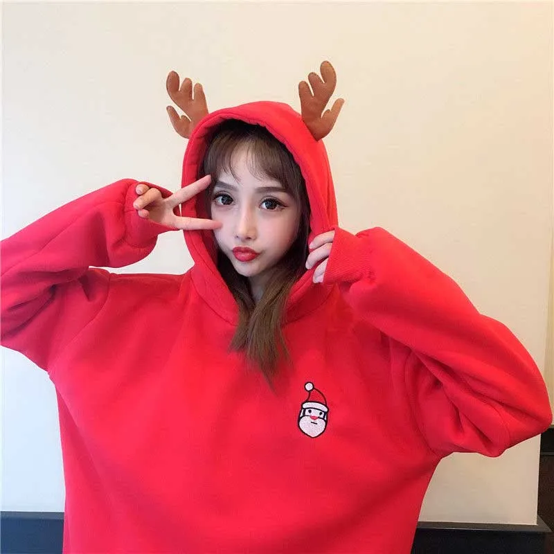 NiceMix модные Мультяшные зимние свободные толстовки Kawaii женские топы женские повседневные с длинным рукавом женские друзья животные рождественские джемперы