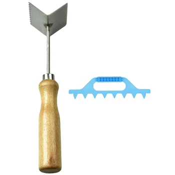 

Queen Bee Excluder Cleaner Bee Extractor Shovel Beekeeper Hive & 7 Frame Hive Spacer Bee Hive Frame (Blue 7 Frame)