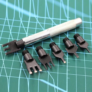 

1.5mm 2.5mm 3mm Leather Flat Punch Tool Set Steel Handle Can Replacement Head Belt Hole Punching Thonging Chisel Cr