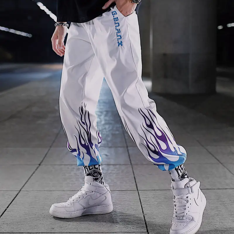 ins Men Pants Casual Mens hip hop rap Male Trousers street boy quick-dry Straight Full breathing loose ankle banded Pant