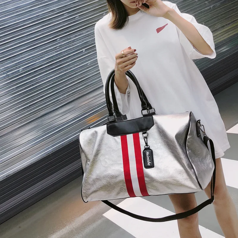 

Travel Bag Ladies Hand Luggage Bags Men's Korean Version of Soft PU Leather Large Capacity Waterproof Fitness