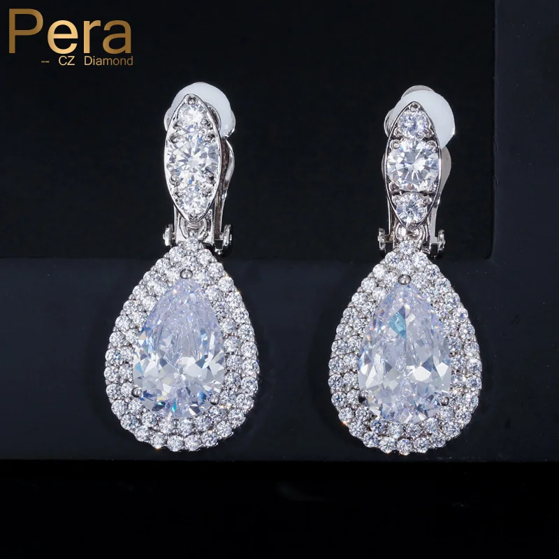 Фото Серьги-клипсы женские с фианитом, без пирсинга, E100 №1