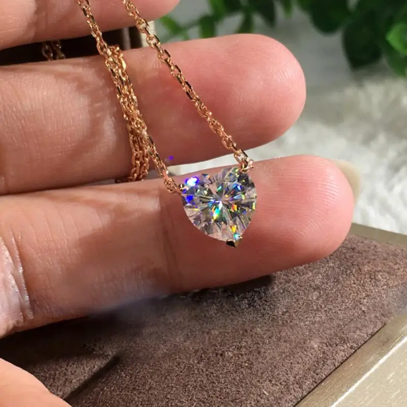 Romantic Rose Gold Clavicle Chain Pendant Necklace Women Fashion Heart Shaped Cubic Zirconia Marriage Wedding Necklace