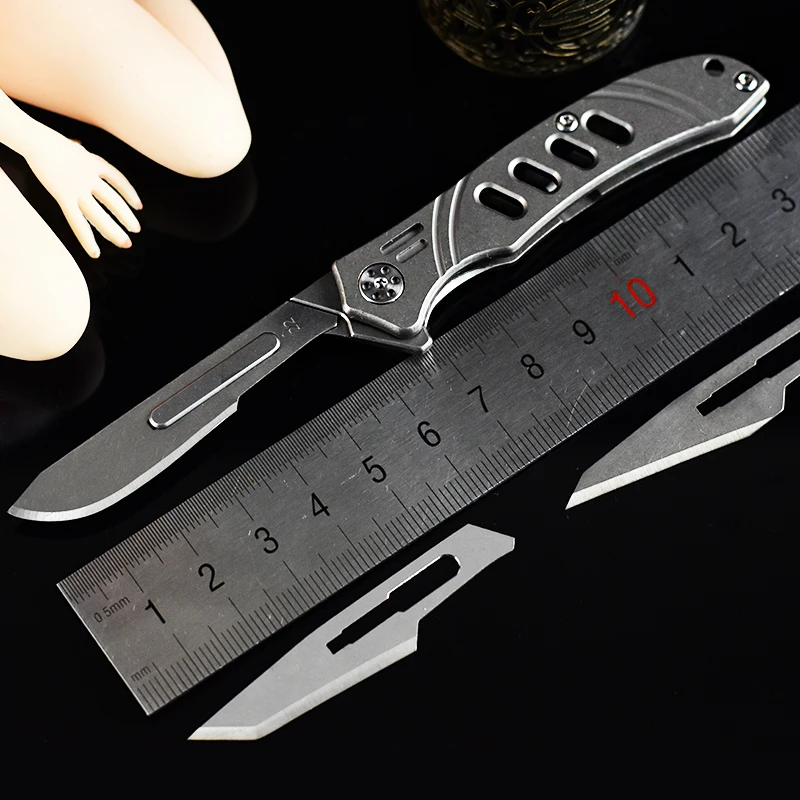 

Outdoor Arc Shape Paper Cutter Surgical Blade Knife EDC Titanium Alloy Utility Knife