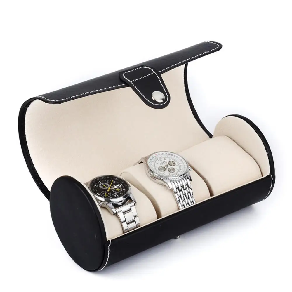Watch Roll Travel Case 3 Slots Chic Portable Vintage Leather Display Watch Storage Box with Organizers Men Gift
