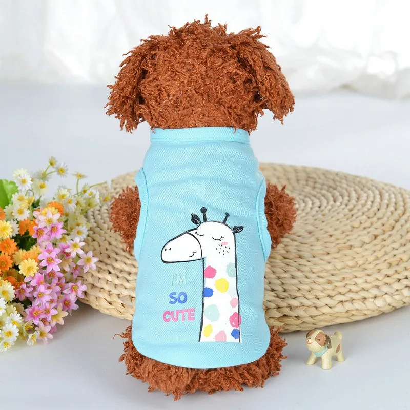 Одежда для собак с героями мультфильмов летняя футболка для собак тонкая Милая жилетка для собак йоркширского терьера черно-белые удобные