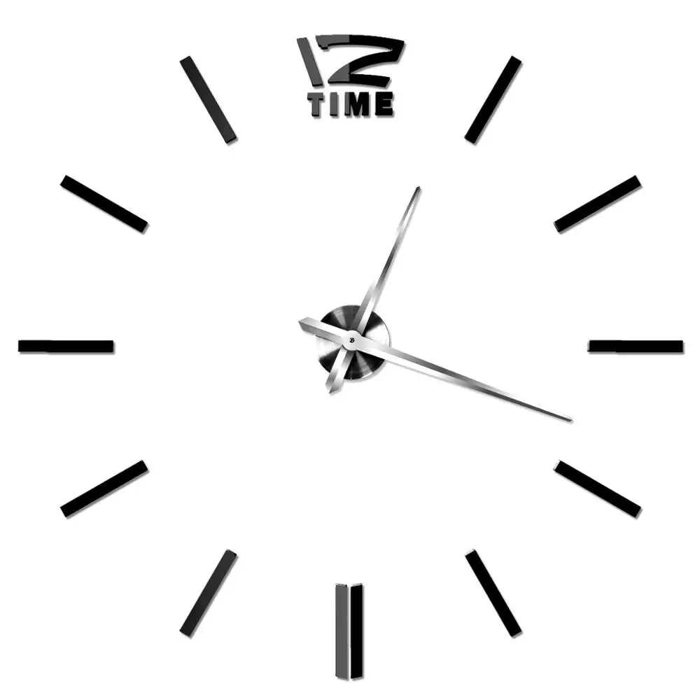 Large 47-Inch 3D Wall Clock Watch - DIY Silent Acrylic Mirror Stickers - Modern Design for Living Room Decor - Quartz Needle image 4