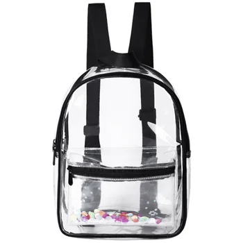 

Fashion Lady Backpack Transparent Black Wild Student Bag Youth Backpack
