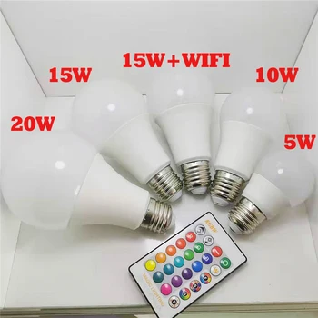 E27 B22 Magic Verwisselbare Kleuren Wifi Bluetooth Smart Lampada Of Ir Control Woondecoratie Siri Voice Control 9-20W Rgb