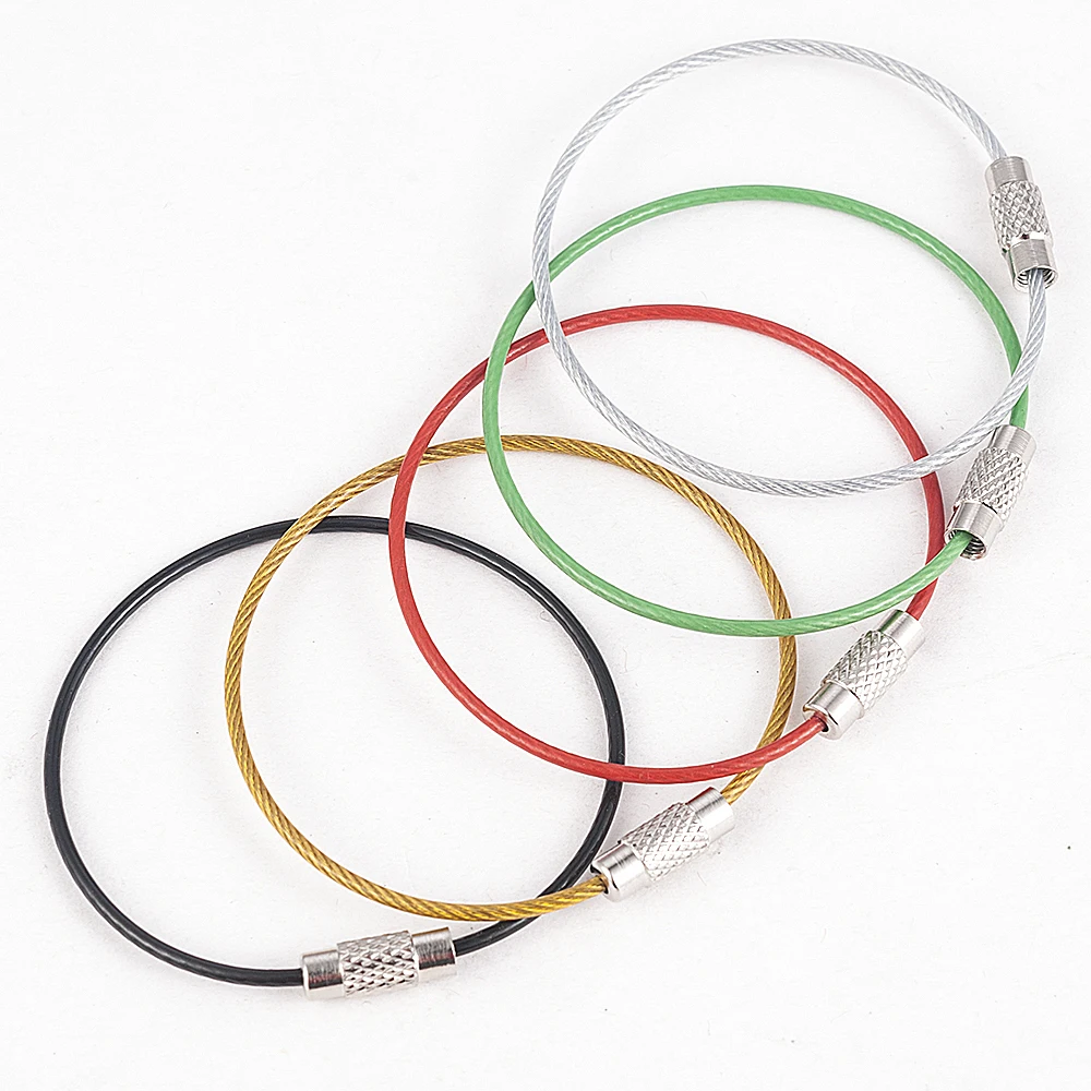 5PC Stainless Steel Wire Keychain Cable Rope Key Holder Keyring