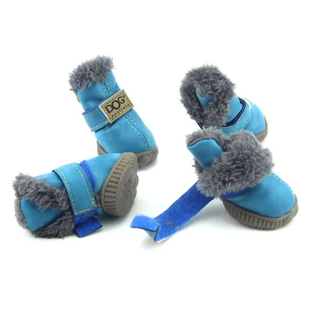 Зимние Нескользящие ботинки для собак; теплая водонепроницаемая обувь из искусственной кожи для собак; ботиночки для щенков и кошек; товары для домашних животных для маленьких собак; Teddy Chihuahua