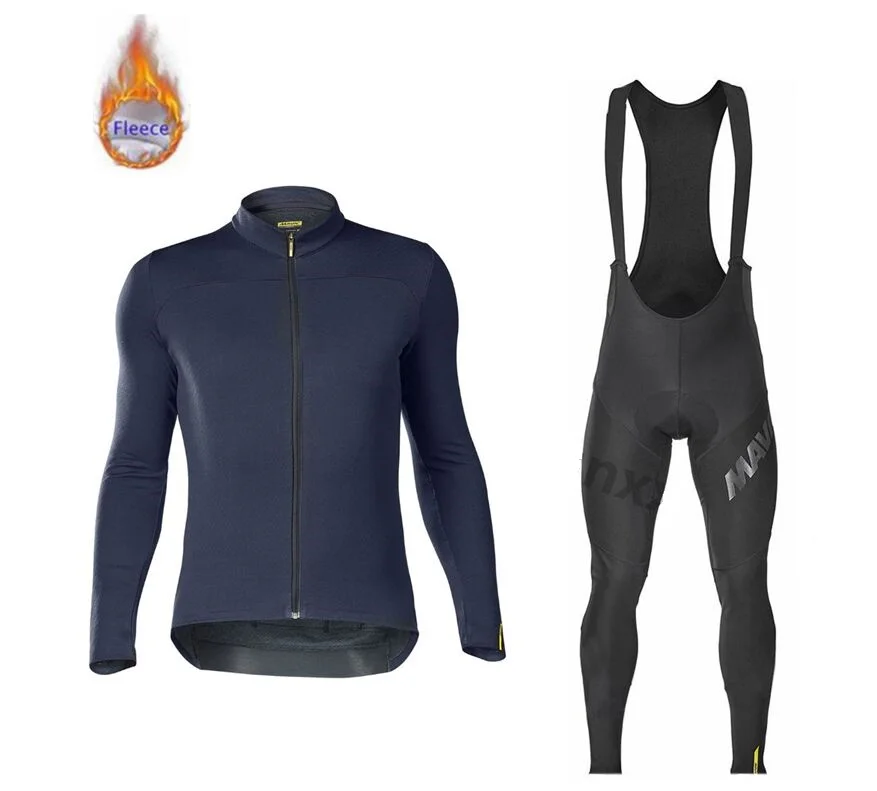 Cycling Sets Mavic Pro team зимний длинный рукав Велоспорт Джерси костюм велосипедиста MTB Одежда Форма термо флис велосипед Майо Ropa Ciclismo - Цвет: Cycling Sets
