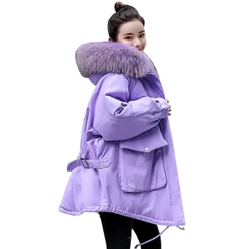 

Winter Jacket Women Long Bread Clothes 2019 Korean Thick Warm Hooded Fur Collar Coat New Female Loose BF Style Oversized Parkas