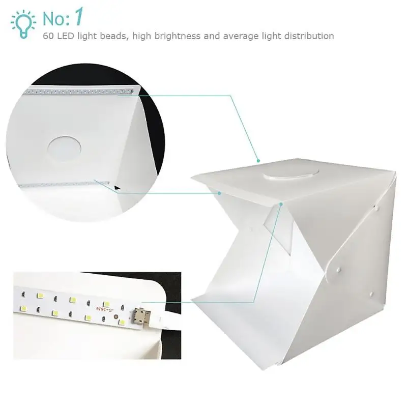 New generation led folding 30cm studio shooting Mini Folding Lightbox LED LightSoft Box Tent Kit Photo Background
