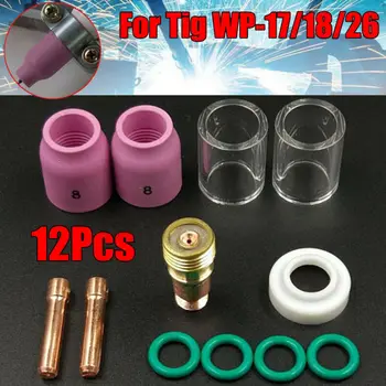 

12pc TIG Welding Stubby Gas Lens # 10 Heat Cup Kit For Tig-WP-17 / 18/26 Torch Stubby Collets Body Gas Lens Tig Welding Torch