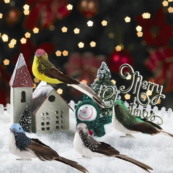 

New 8 Pcs Artificial Foam Sparrow Colorful Bird Simulation Birds with Feather DIY Wedding Decorations Christmas Tree Ornaments