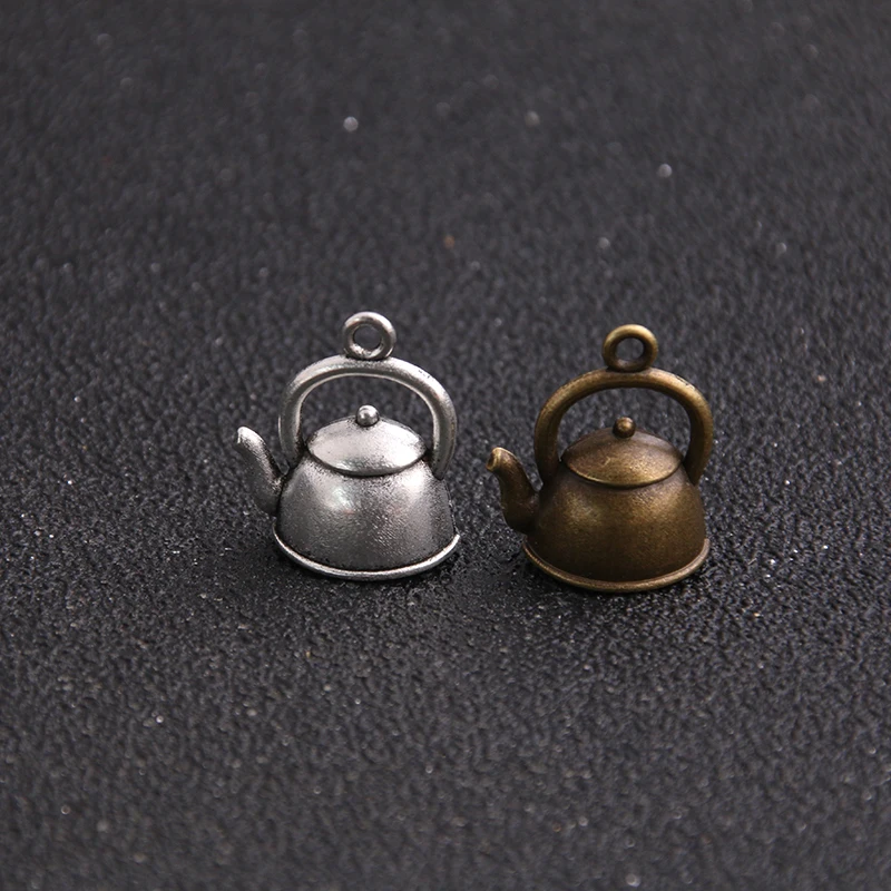 6pc 19*16*10mm 3D Kettle Charms Teapot pendant two color DIY Retro Jewelry Bracelet Necklace charms pendant