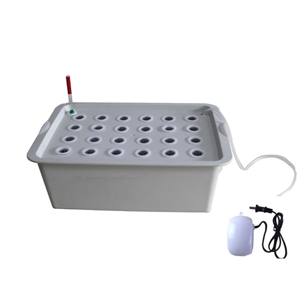 

24 Holes System Hydroponic Box Seedling Growing Groundless Nursery Cabinet Pots Breathable Garden Plant Cultivation Site Indoor