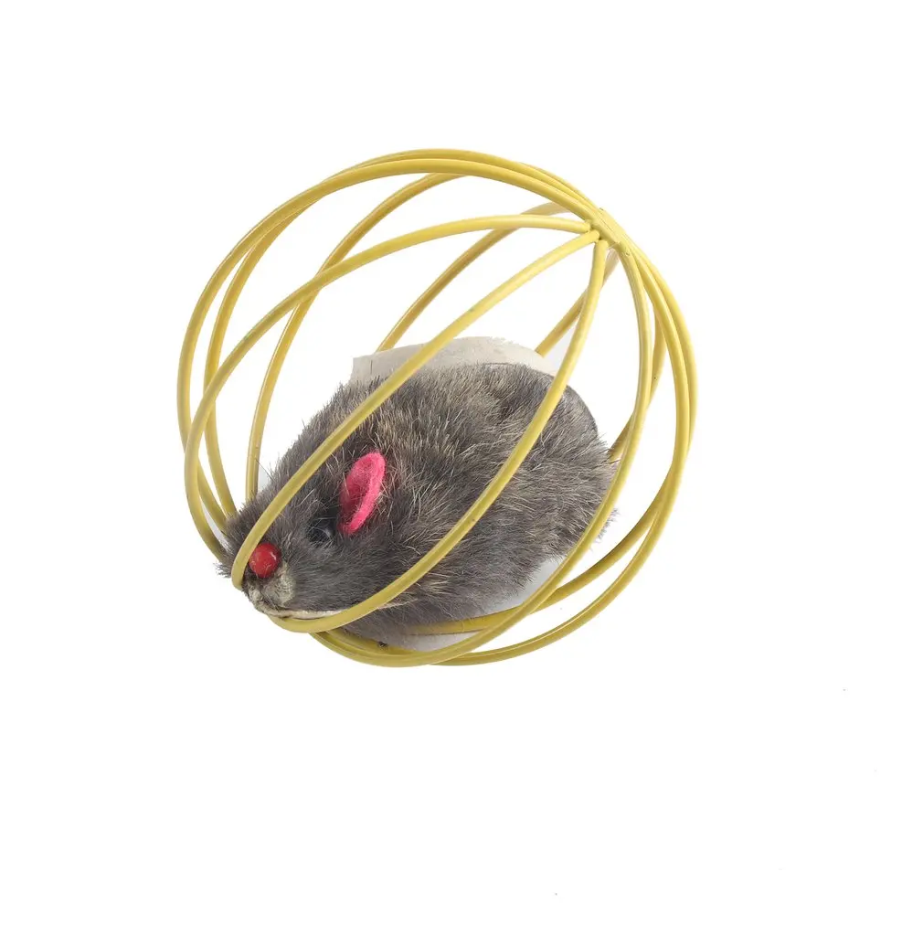 

Lovely Fun Gift Pet Cat Toys False Mouse in Rat Cage Ball For Pet Cat Kitten Popular Funny Play Toys Mouse Ball Best Gift