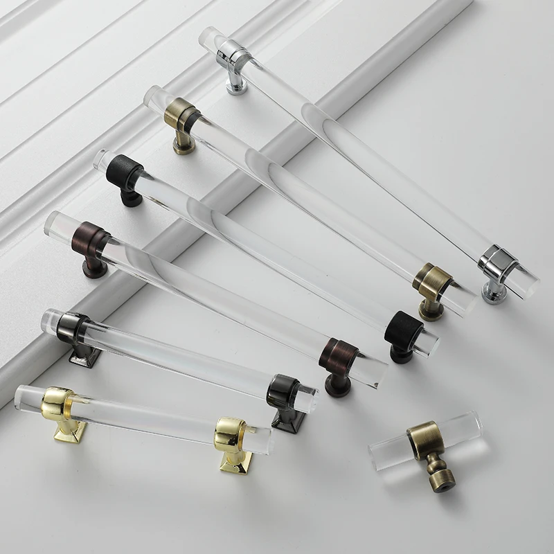 

custom made Various Sizes Modern Style Acrylic Drawer Knobs T bar Handle Bathroom Pulls Kitchen Cabinet Door Handle Pull