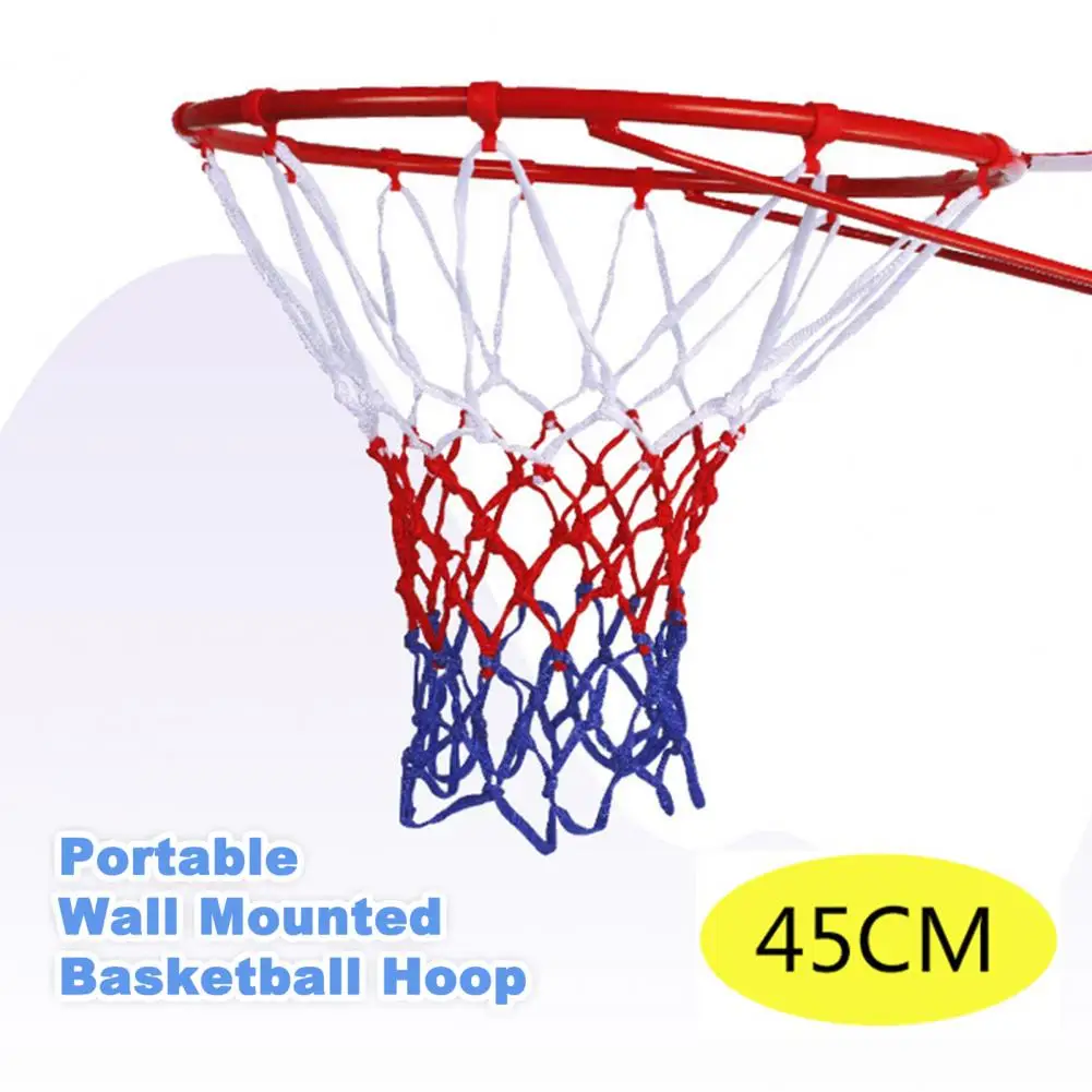 Soccer Ball 1Set 45cm Portable Wall Mounted Basketball All-weather Resistant Hoop Goals Rim and Net for Indoor Outdoor Use