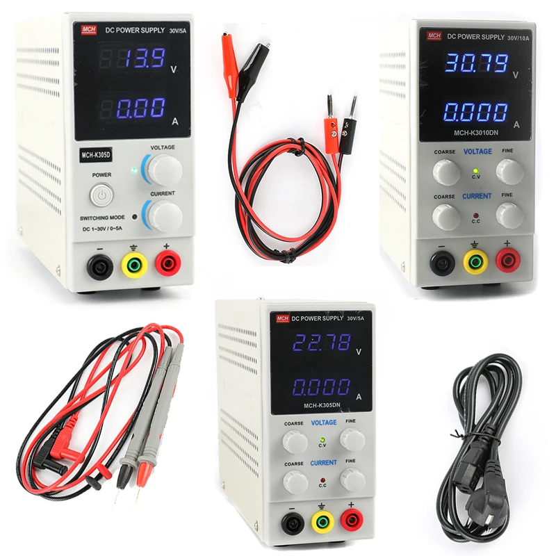 

Mini Laboratory Digital LED Adjustable MCH K3010DN K305D K305DN Regulated Switching DC Power Supply 30V 10A 5A 0.01V 0.001A