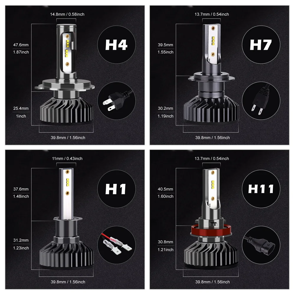 H4 светодиодный головной светильник лампочка H7 светодиодный H1 H3 H8 H11 9005 HB3 9006 HB4 9004 9007 с зэс чипы 12000LM 6500K 12V Автомобильная Противо-Туманная светильник автомобильных ламп