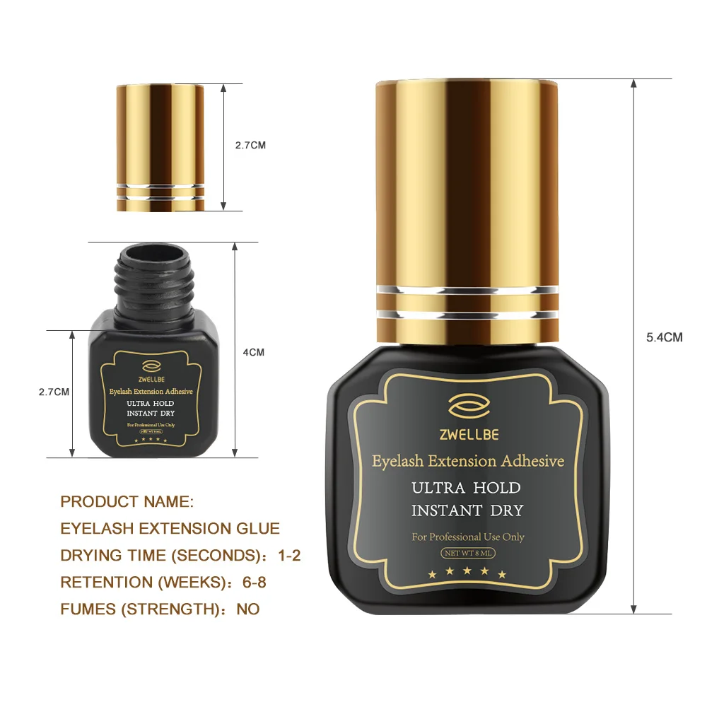 8/10ml Eyelash Extension Glue 1-2 Seconds Fast Drying Black Eyelashes Glue Pro Lash Black Adhesive eyelash glue