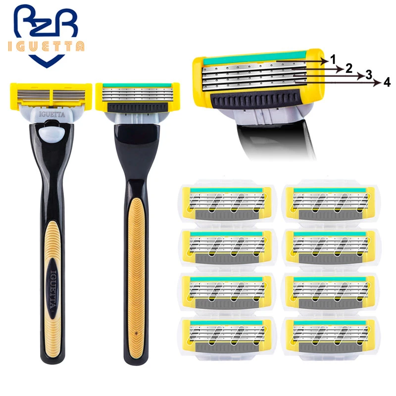 

Razor for men High quality Four-layer Stainless steel blade Shaving razor Cartridge Hair-remover Straight razor holder Face care